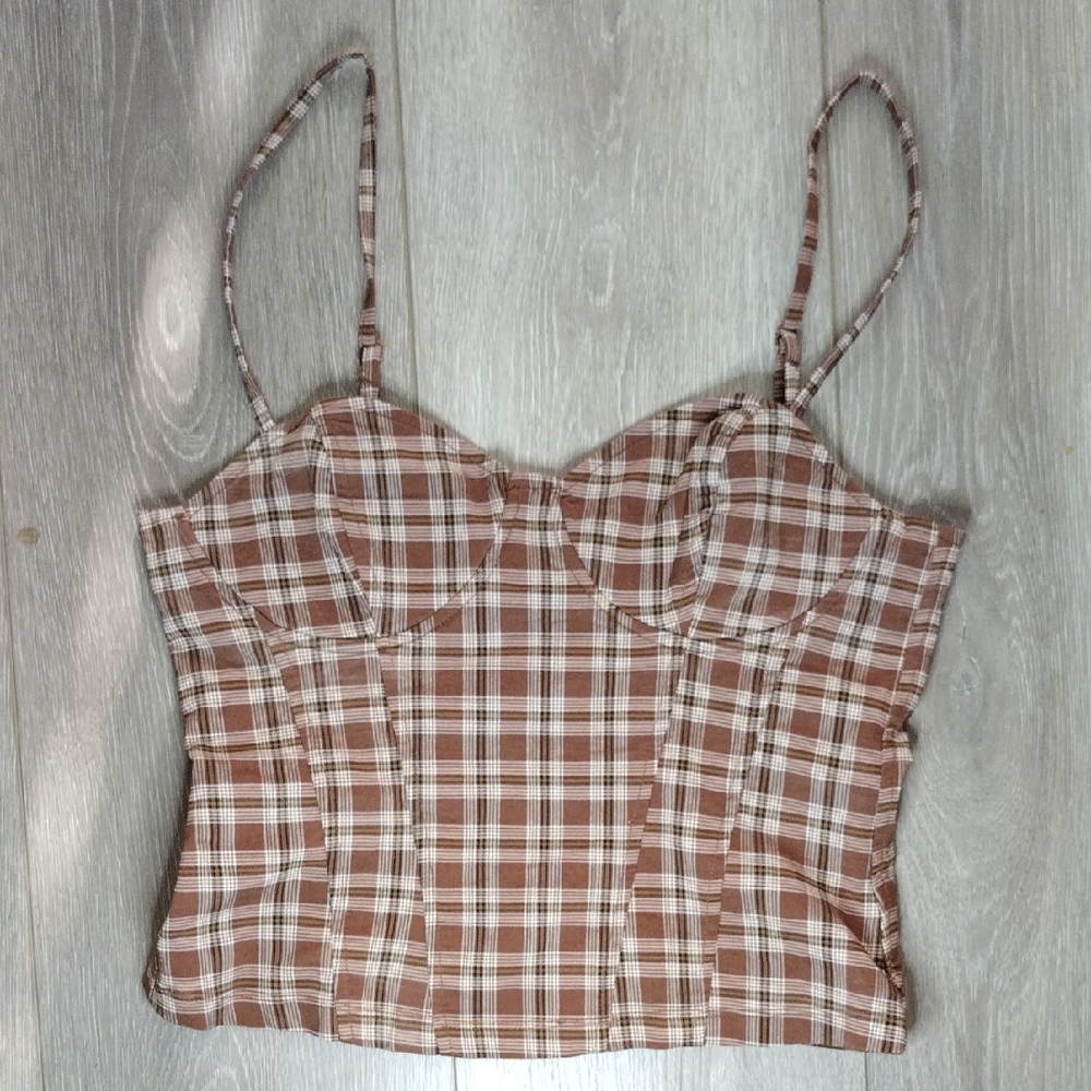 H&M Brown Plaid Camisole Top